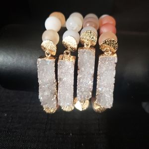 Crystal Agate Druzy Quartz Geode stretch braclets.